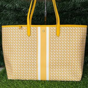 Tory Burch T-Zag T Logo Large Shopper Tote Bag in Daylilly Yellow